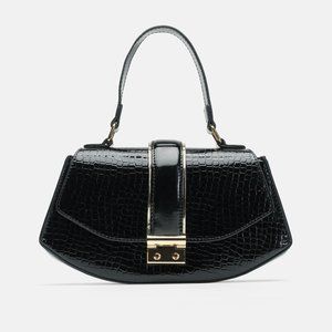 Chic Faux Leather Crocodile Pattern Flip Cover Handbag with Shoulder Strap